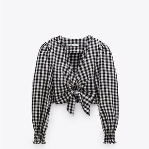 Zara Black and White Gingham Women's Top